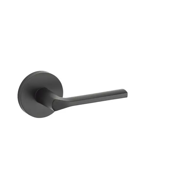 Kwikset 966LSLRDT-514.UNIV Lisbon Lever with Round Rose Interior Single Cylinder Handleset Trim for Both 800 and 687 Series Handlesets Matte Black Finish