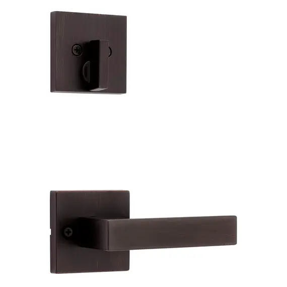 Kwikset 971SALSQT-11P Single Cylinder Interior Singapore Lever Trim with Square Rose Venetian Bronze Finish