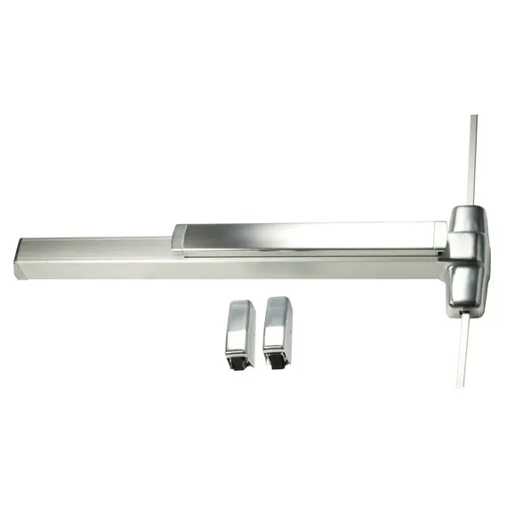 Von Duprin 9827EOF26D4 4' Fire Rated Surface Vertical Rod Smooth Case Exit Device; 626 Satin Chrome Finish