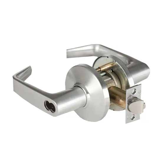 Best 9K37D15DS3626 9K Series 2-3/4" Backset 7 Pin Storeroom 15 Lever and D Rose with ANSI Strike Less Core Satin Chrome Finish