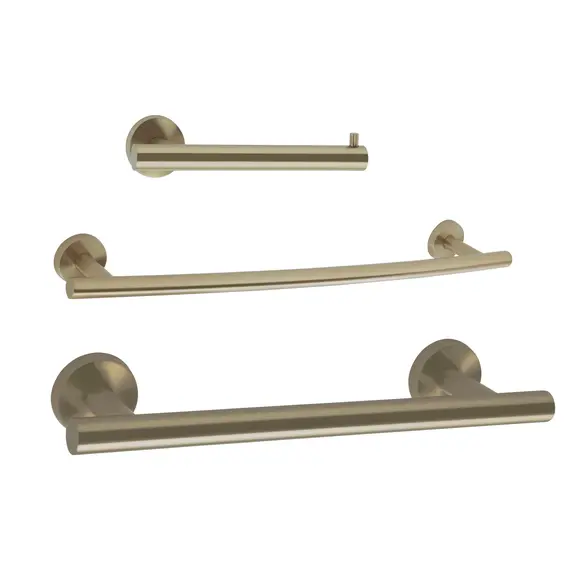 Amerock ARRONDIBBZ2 Bathroom Kit with BH26540BBZ Tissue Roll Holder BH26546BBZ Towel Bar BH26543BBZ Towel Bar Golden Champagne Finish