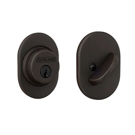 Schlage Residential B60RMN716 Remsen Single Cylinder Deadbolt C Keyway with 12287 Latch and 10116 Strike Aged Bronze Finish