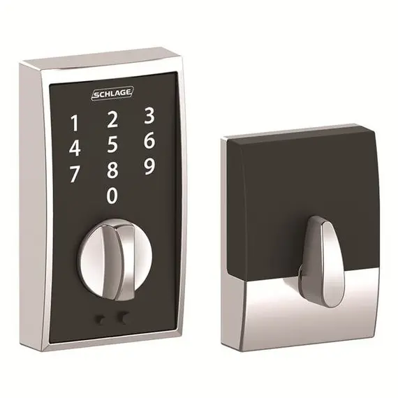 Schlage Residential BE375CEN625 Century Keyless Touch Deadbolt with 12287 Latch and 10116 Strike Bright Chrome Finish