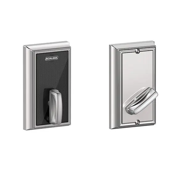 Schlage Electronics BE467FADD625 Addison Control Keyless Smart Fire Rated Deadbolt with 12398 Latch and 10116 Strike Bright Chrome Finish