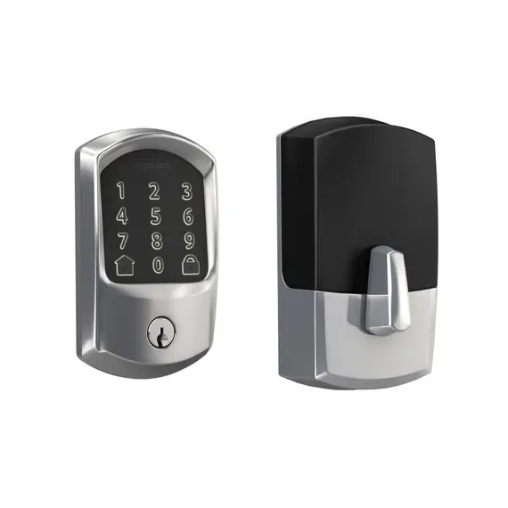 Schlage Residential BE489WBCGRW625 Greenwich Encode Smart Wifi Deadbolt with 12351 Latch and 10116 Strike Bright Chrome Finish