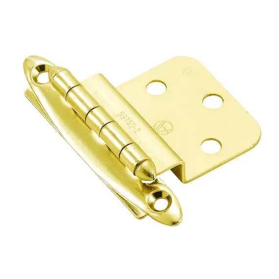 Amerock BPR34173 3/8" (10 mm) Inset Non Self Closing Face Mount Cabinet Hinge 2 Pack Bright Brass Finish