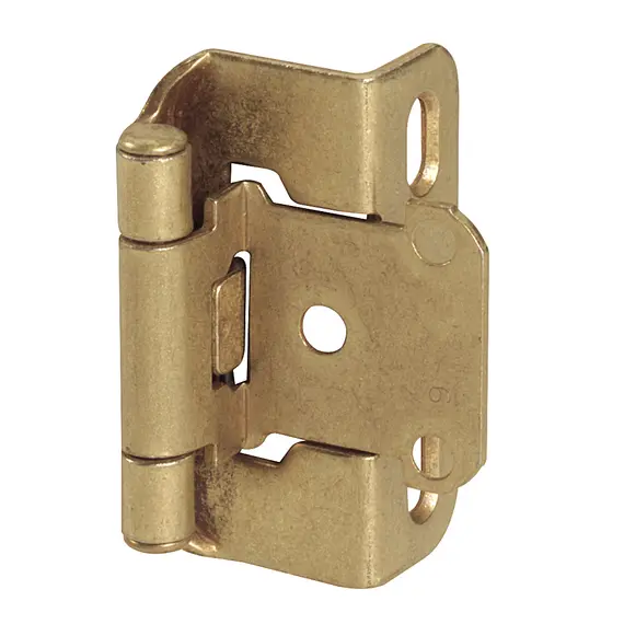 Amerock BPR7550BB 1/2" (13 mm) Overlay Self Closing Partial Wrap Cabinet Hinge 2 Pack Burnished Brass Finish