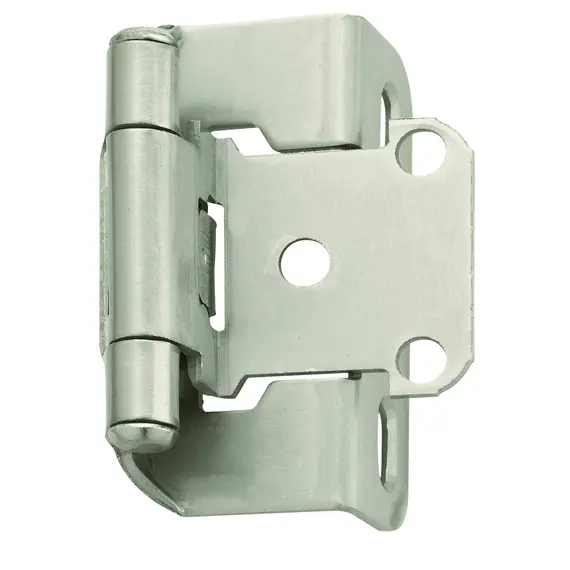 Amerock BPR7550G10 1/2" (13 mm) Overlay Self Closing Partial Wrap Cabinet Hinge 2 Pack Satin Nickel Finish