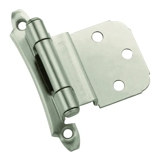 Amerock BPR7928G10 3/8" (10 mm) Inset Self Closing Face Mount Cabinet Hinge 2 Pack Satin Nickel Finish