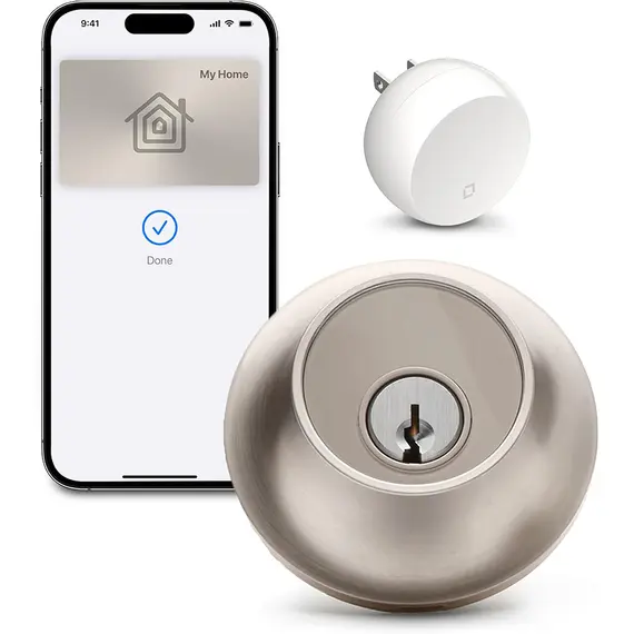 Level C-F12U-S1 Lock+ Connect  Lock+ Connect Single Cylinder Deadbolt with Smart  Lock with Wifi and Bluetooth Capacitive Touch Technology with Apple Home, App, and Schlage C Keyway with Adjustable Backset Satin Nickel Finish