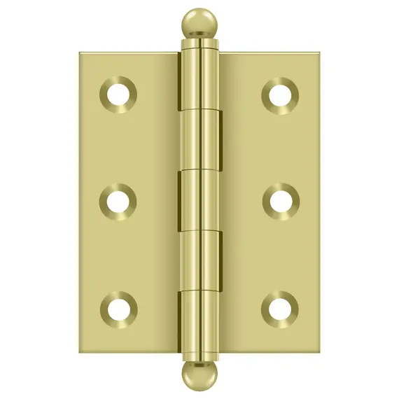 Deltana CH2520U3-UNL 2-1/2" x 2" Hinge; with Ball Tips; Unlacquered Bright Brass Finish